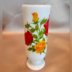 Vintage AVON "To a Wild Rose Demi-Cup" Empty Milk Glass Bath Oil Decanter